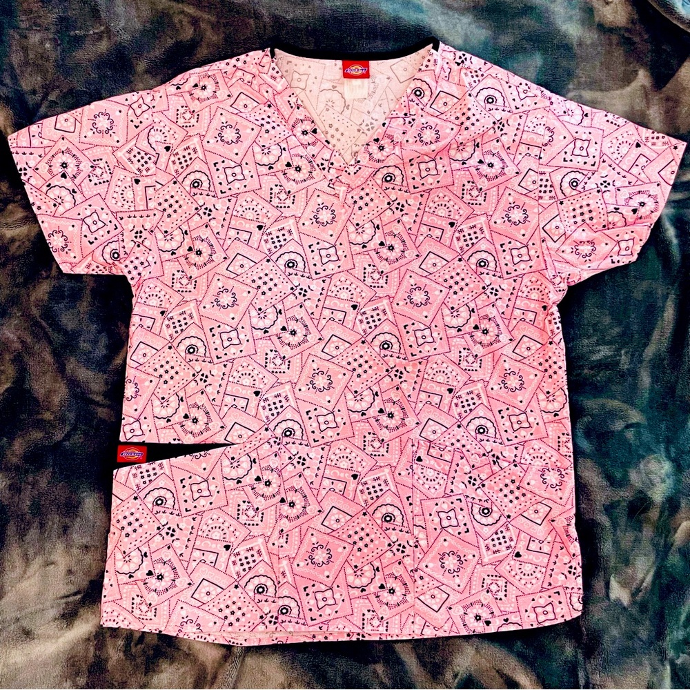 Vintage bubblegum pink Dickies Scrub Top